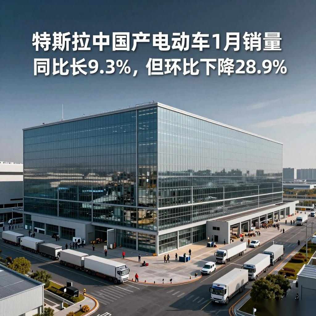 特斯拉中国产电动车1月销量同比增长9.3%，但环比下降28.9%